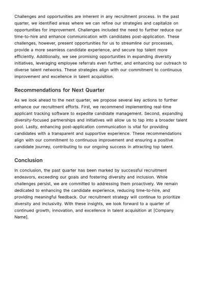 Free Quarterly Recruitment Report HR Template to Edit Online