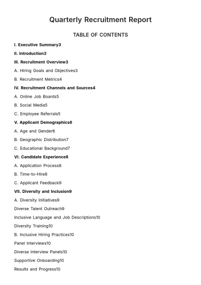 Free Quarterly Recruitment Report HR Template to Edit Online