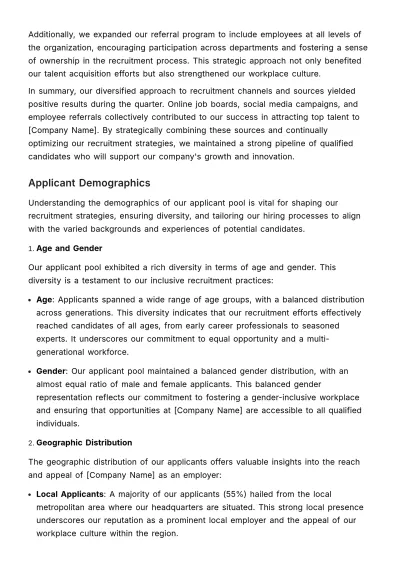 Free Quarterly Recruitment Report HR Template to Edit Online