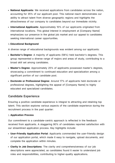 Free Quarterly Recruitment Report HR Template to Edit Online