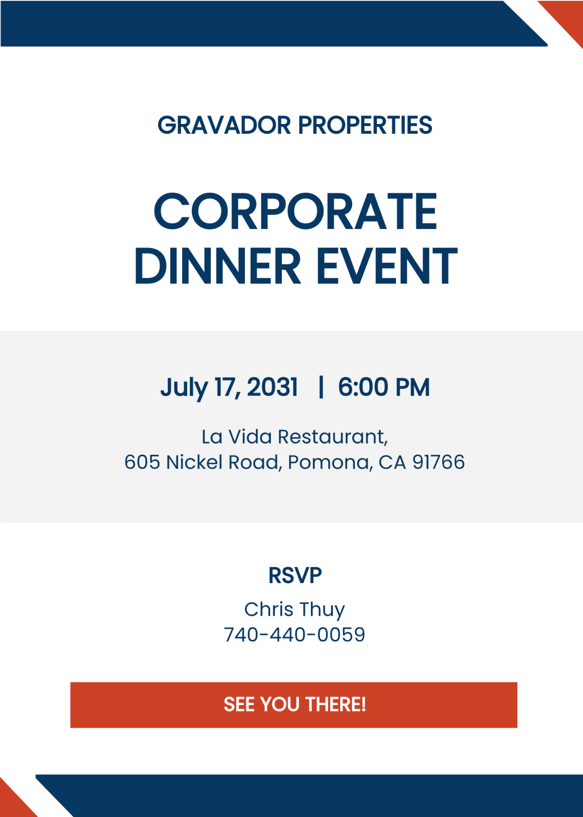 Corporate Dinner Invitation Template