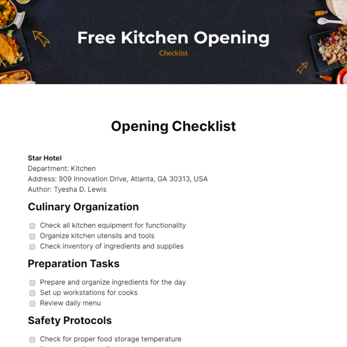 FREE Opening Checklist - Edit Online & Download | Template.net