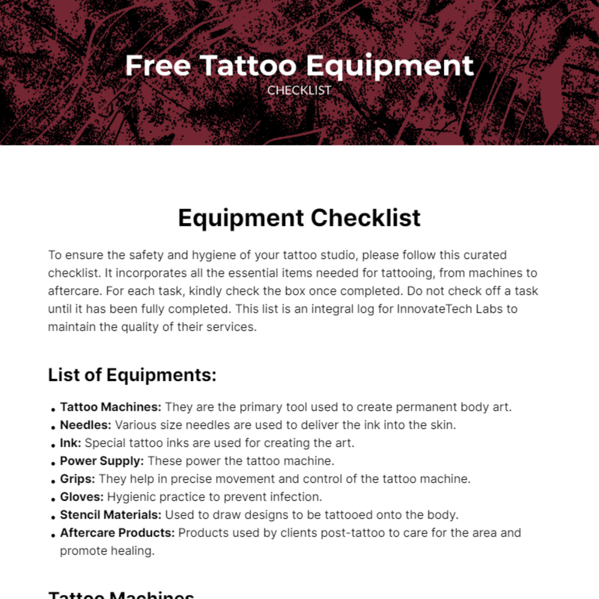 FREE Equipment Checklist Templates & Examples Edit Online & Download