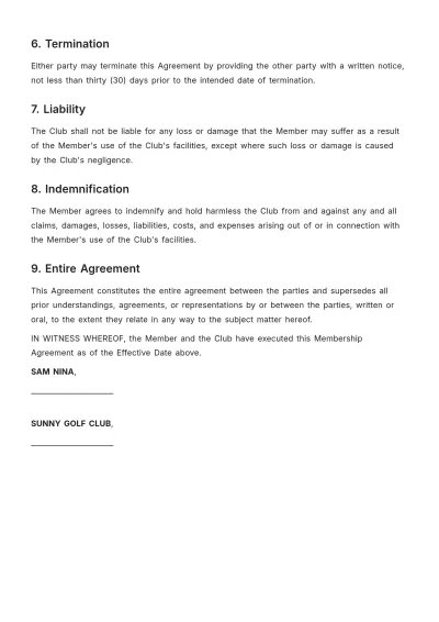 Free Membership Agreement Template to Edit Online