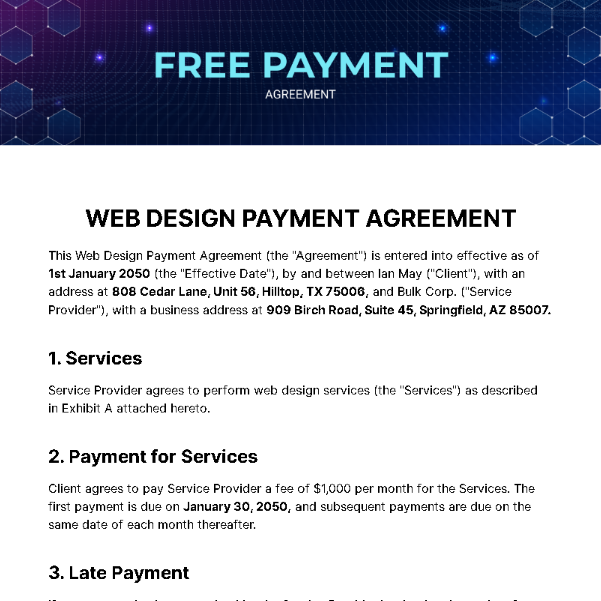 Free Payment Agreement Template