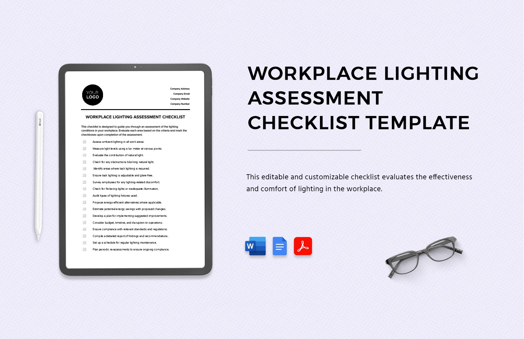 Workplace Lighting Assessment Checklist Template