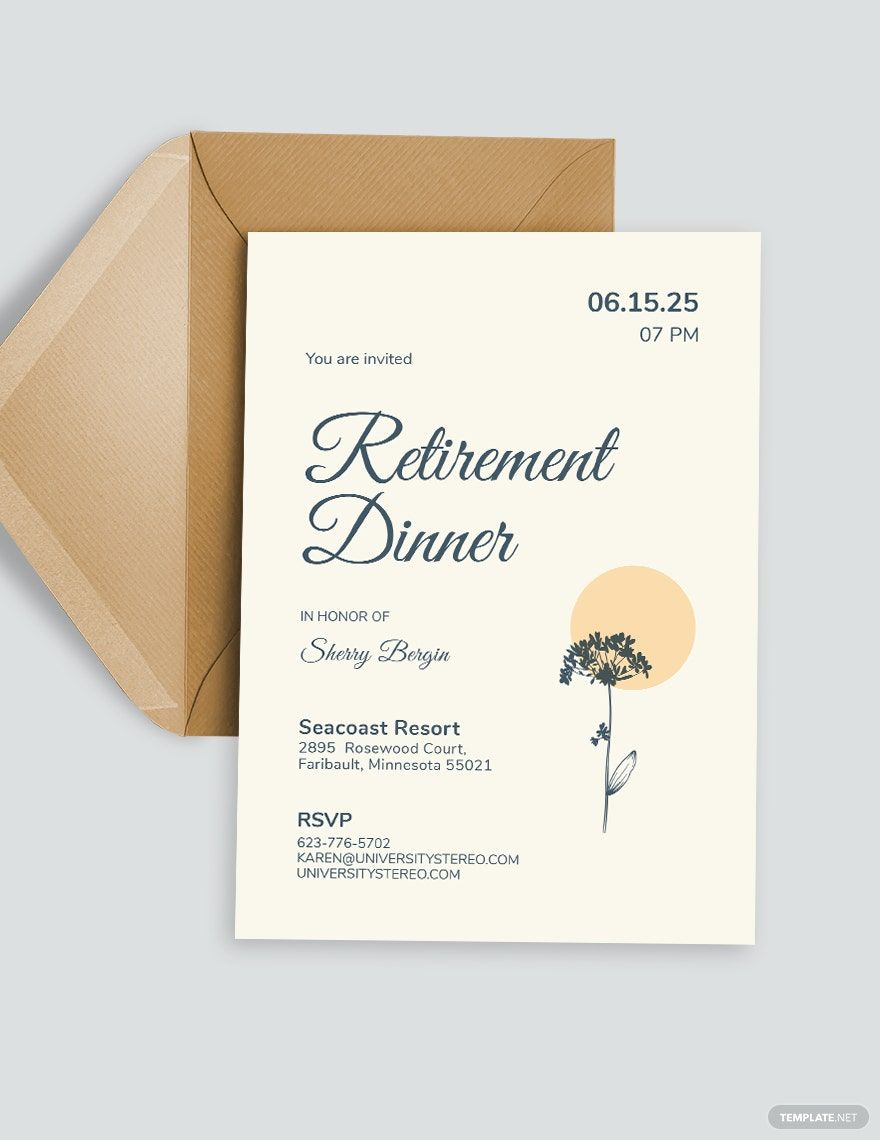 Retirement Dinner Invitation Template