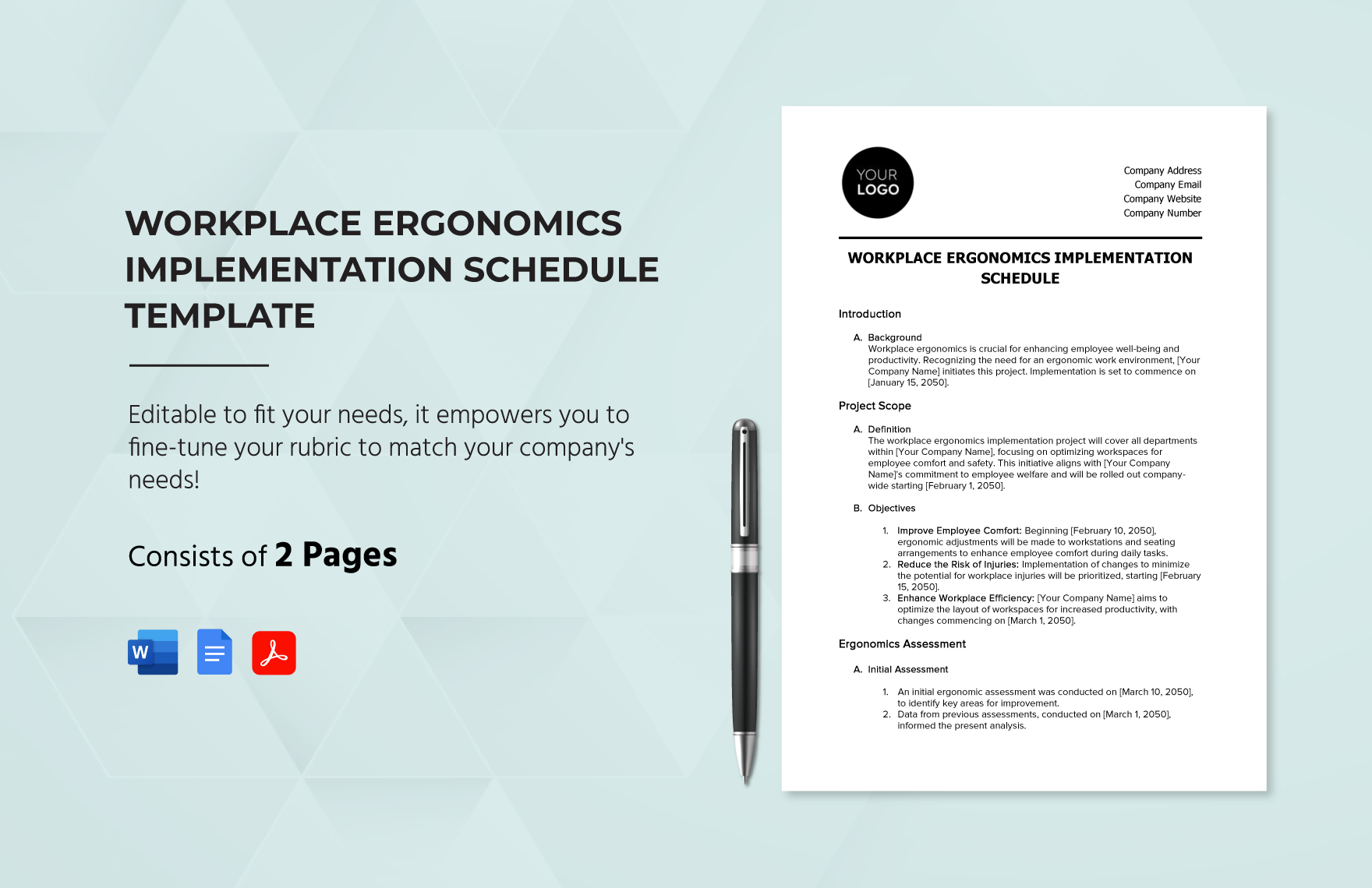 Workplace Ergonomics Implementation Schedule Template