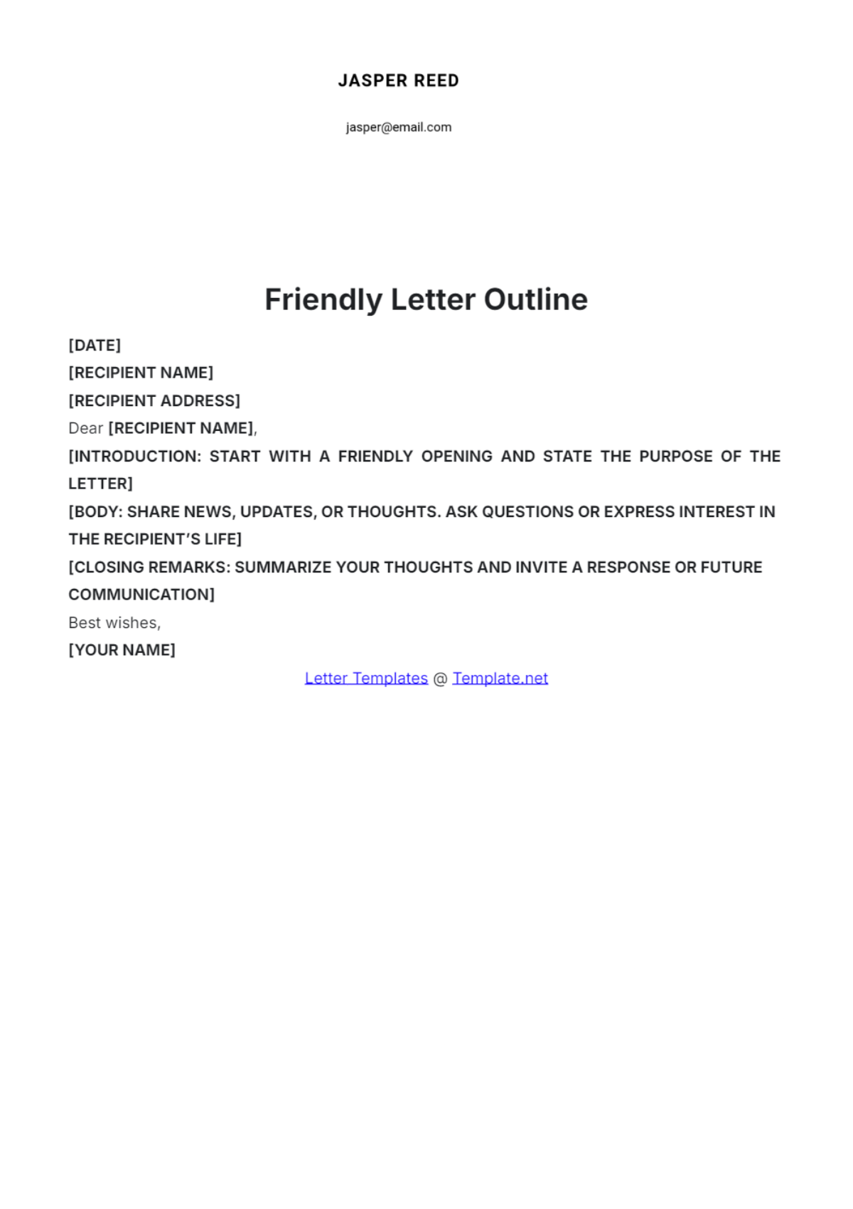 Friendly Letter Outline Template - Edit Online & Download