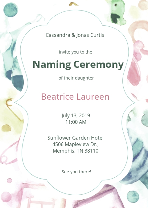 Happiest Naming Ceremony Invitation Template in Word, PSD, Publisher