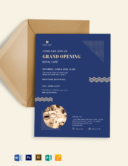 Royal Cafe Opening Invitation Template