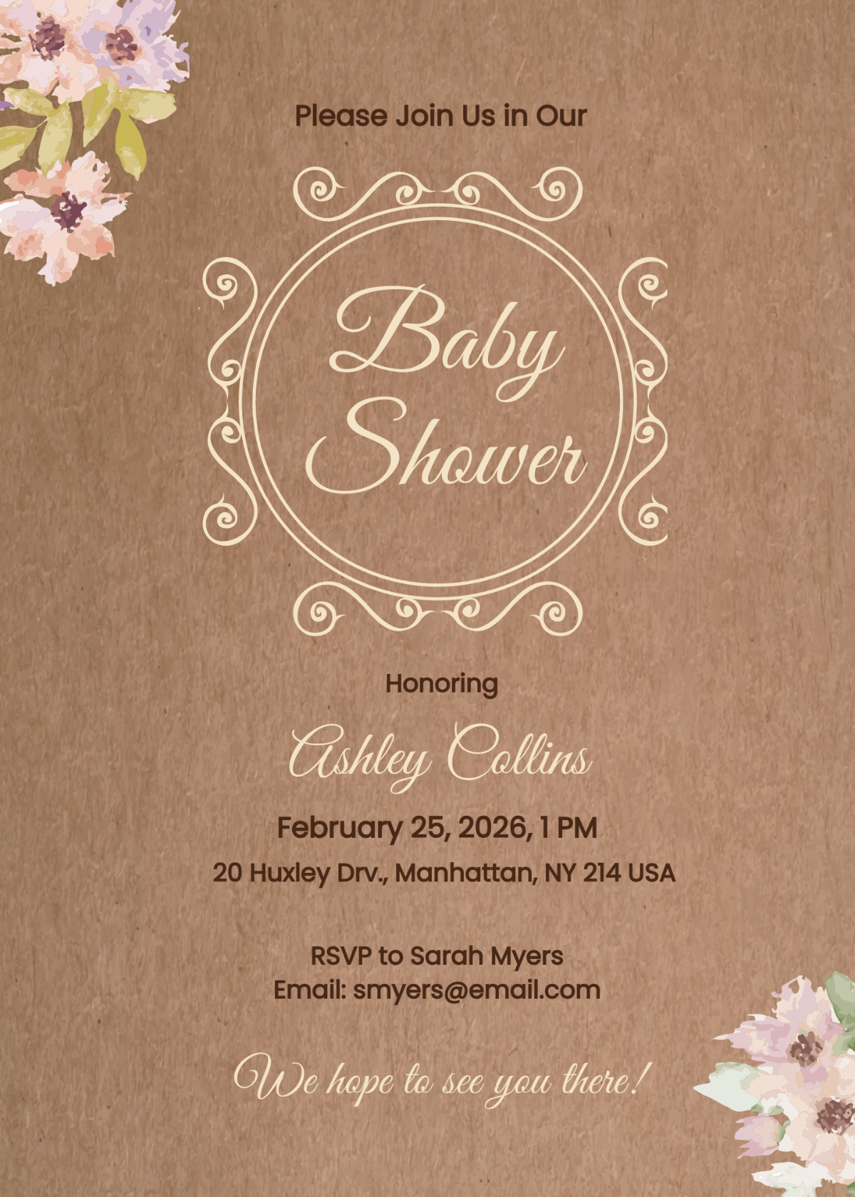 Rustic Baby Shower Invitation Template