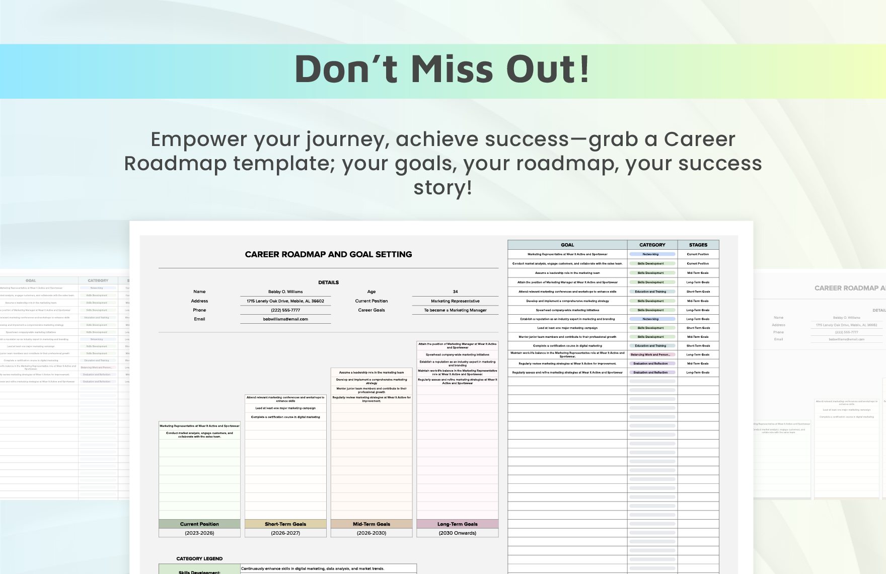 Career Roadmap and Goal Setting Template