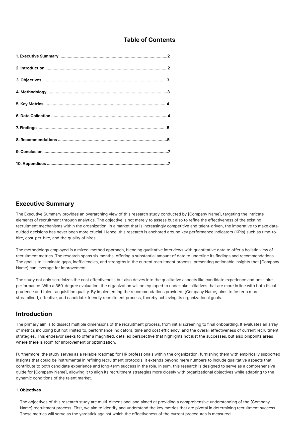 Free Recruitment Analytics Research HR Template