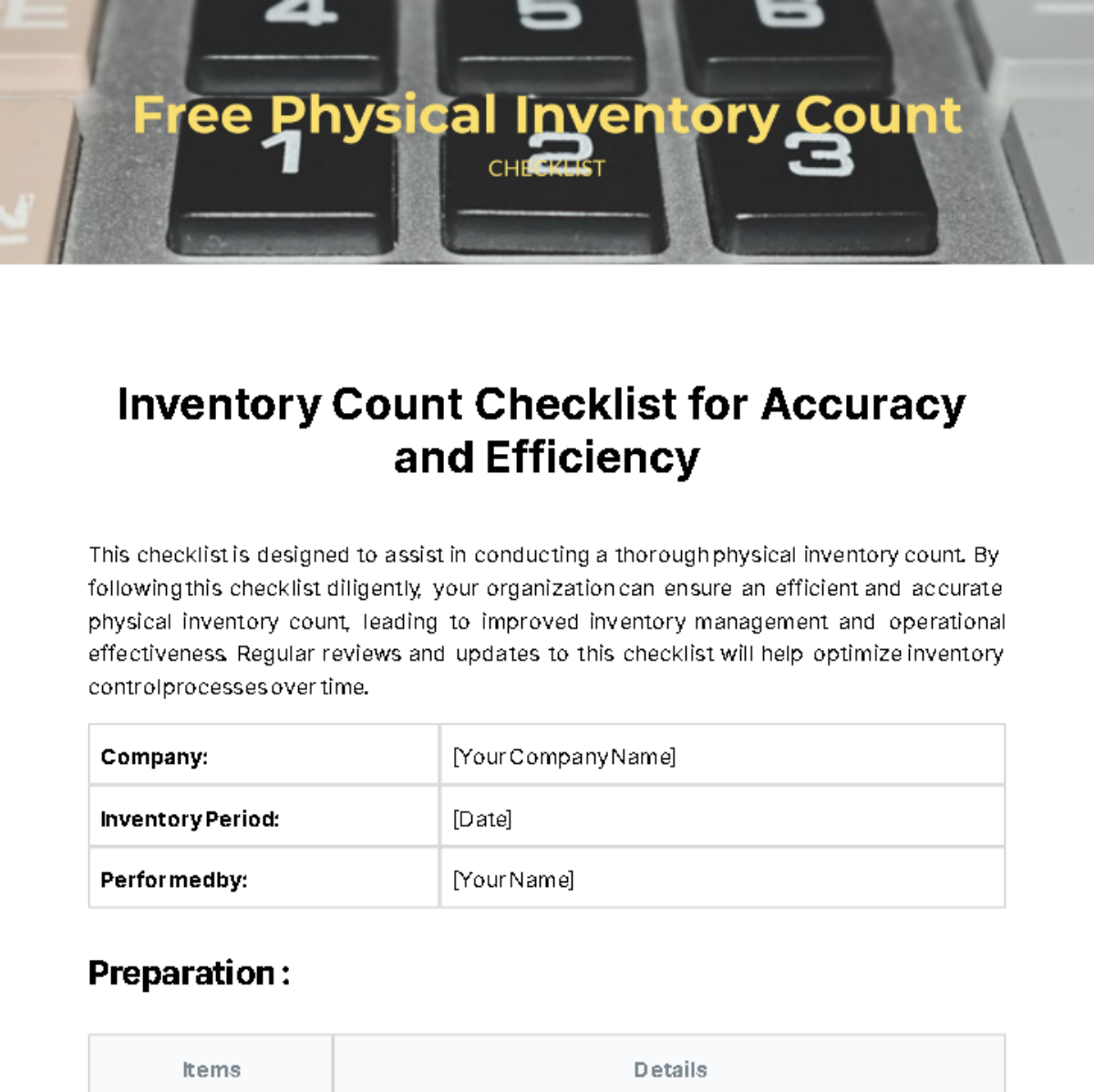  Physical Inventory Count Checklist Template