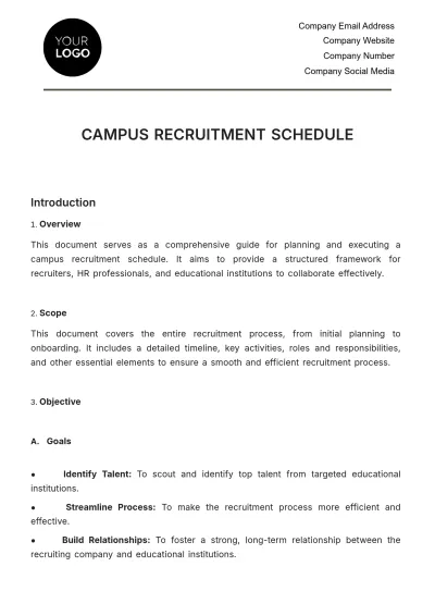 Free Campus Recruitment Schedule HR Template to Edit Online