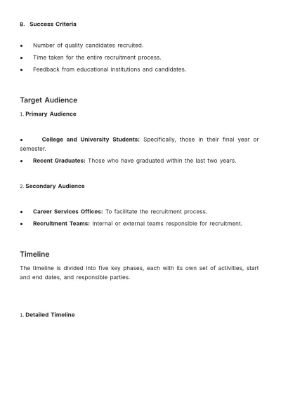 Free Campus Recruitment Schedule HR Template to Edit Online
