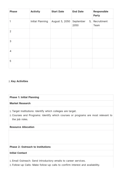 Free Campus Recruitment Schedule HR Template to Edit Online