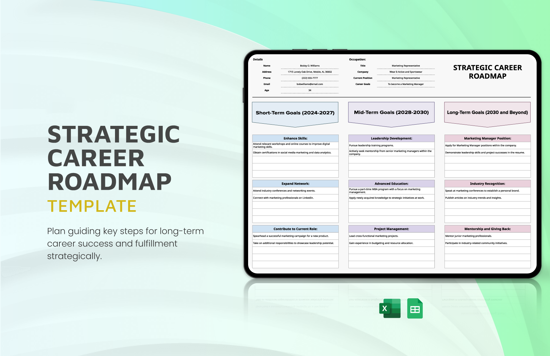 Free Strategic Career Roadmap Template in Excel, Google Sheets