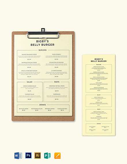 burger menu template