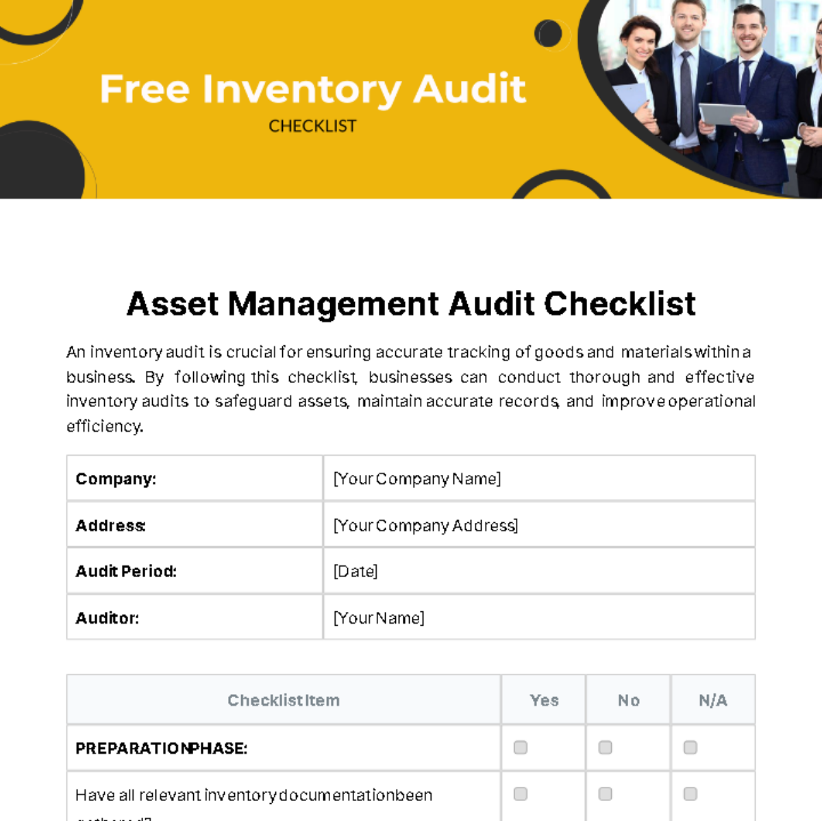 Inventory Audit Checklist Template