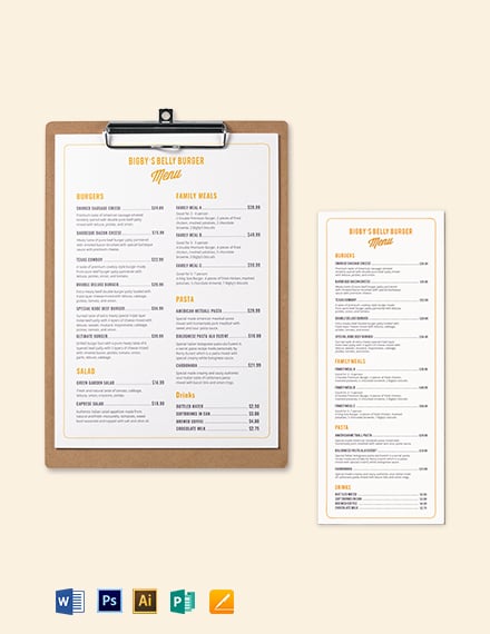 elegant burger menu template