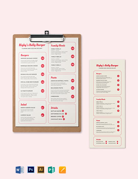 simple burger menu template