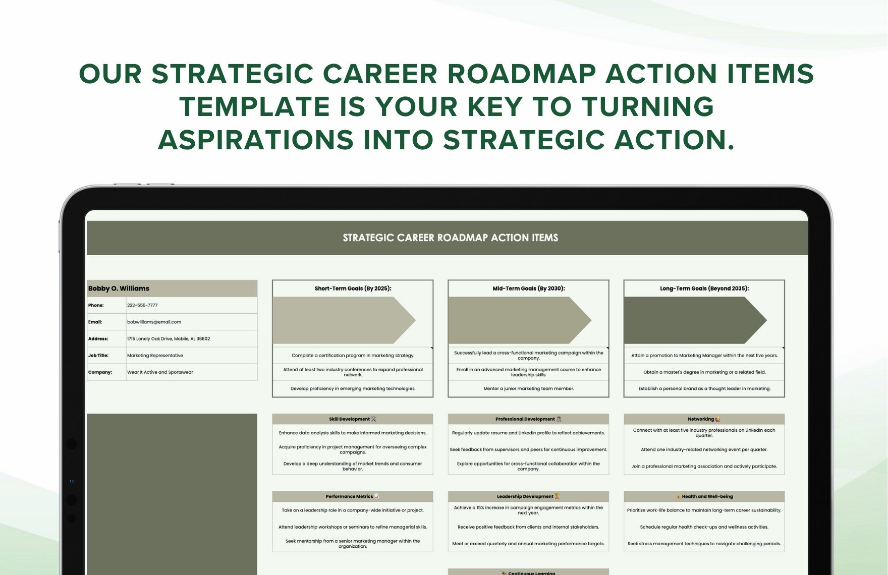 Strategic Career Roadmap Action Items Template