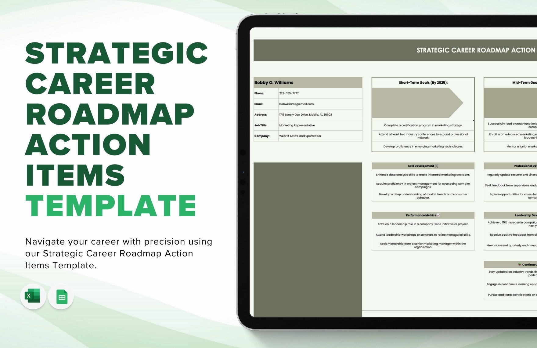 Strategic Career Roadmap Action Items Template