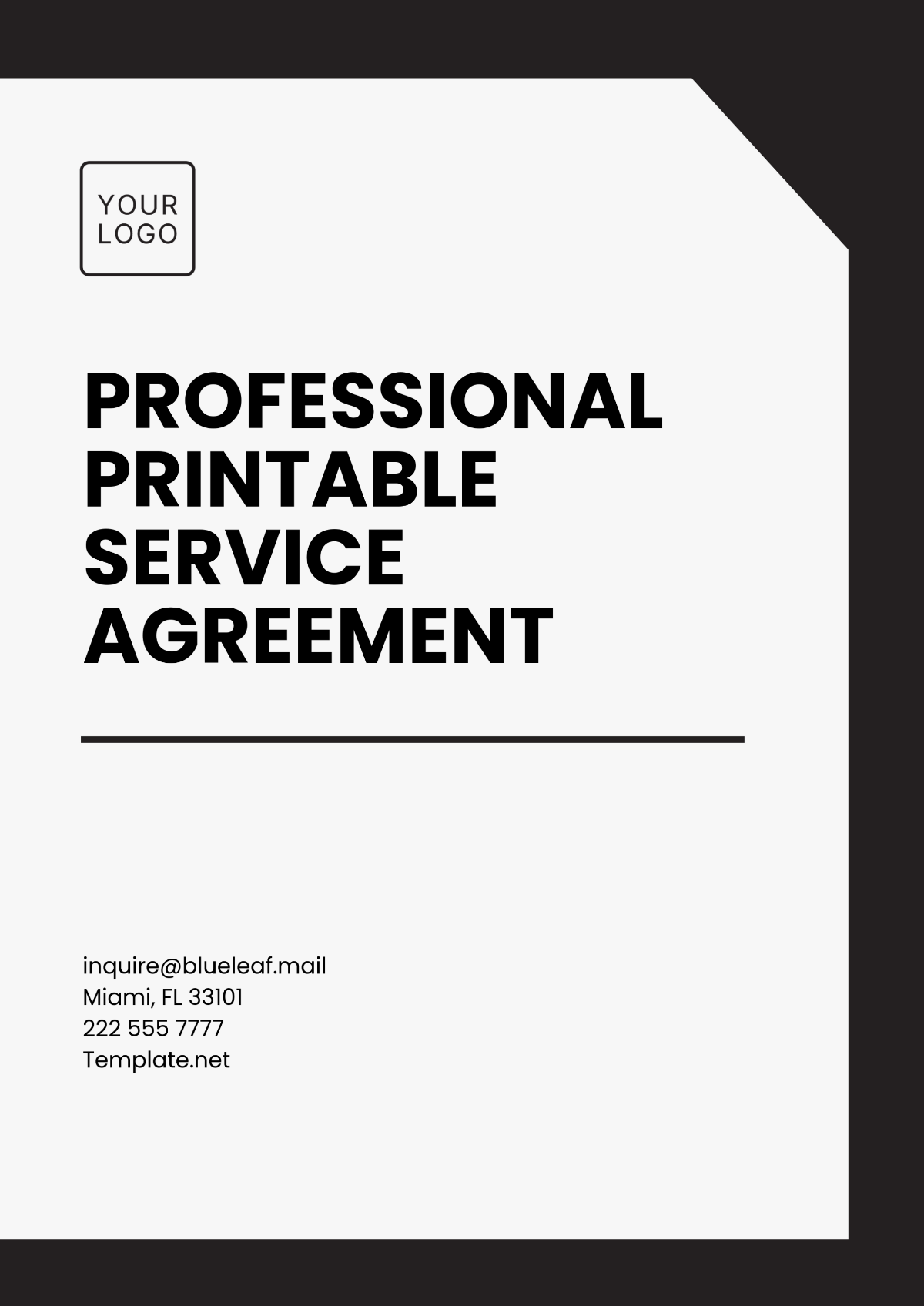 Professional Printable Service Agreement Template - Edit Online & Download