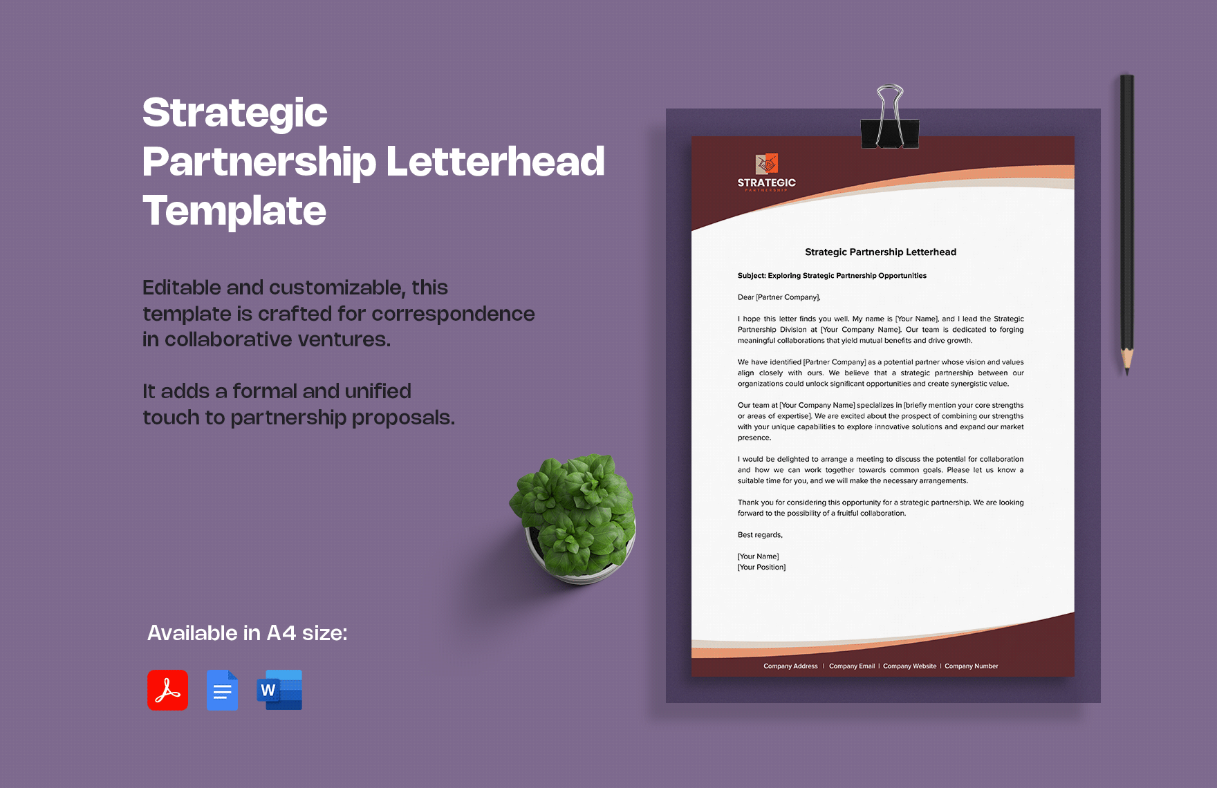 Strategic Partnership Letterhead Template