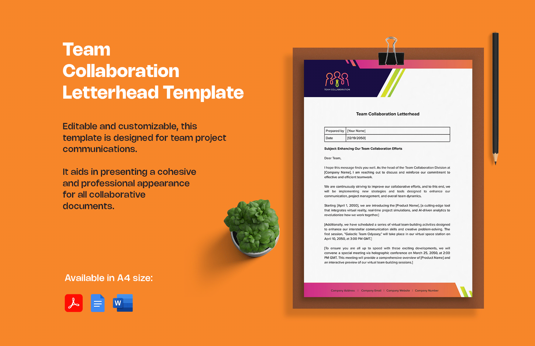 Team Collaboration Letterhead Template