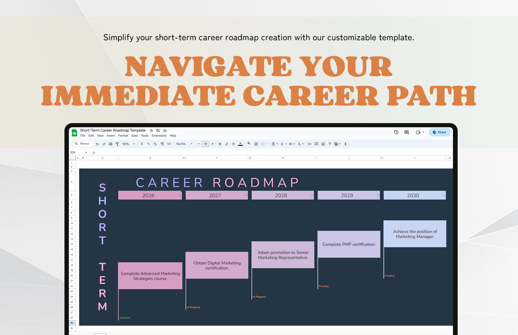 Short-Term Career Roadmap Template