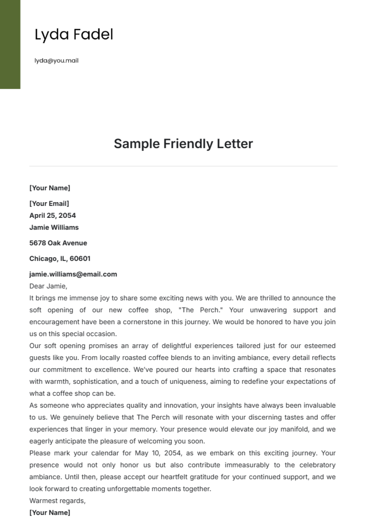 Friendly Letter Template - Edit Online & Download