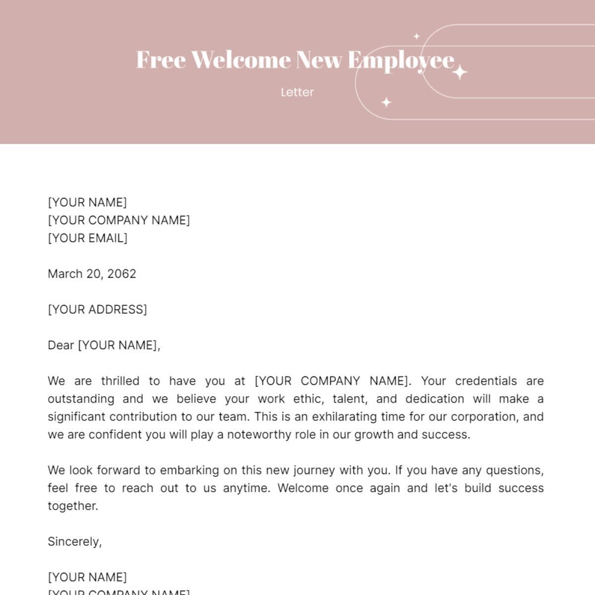 Welcome New Employee Letter Template