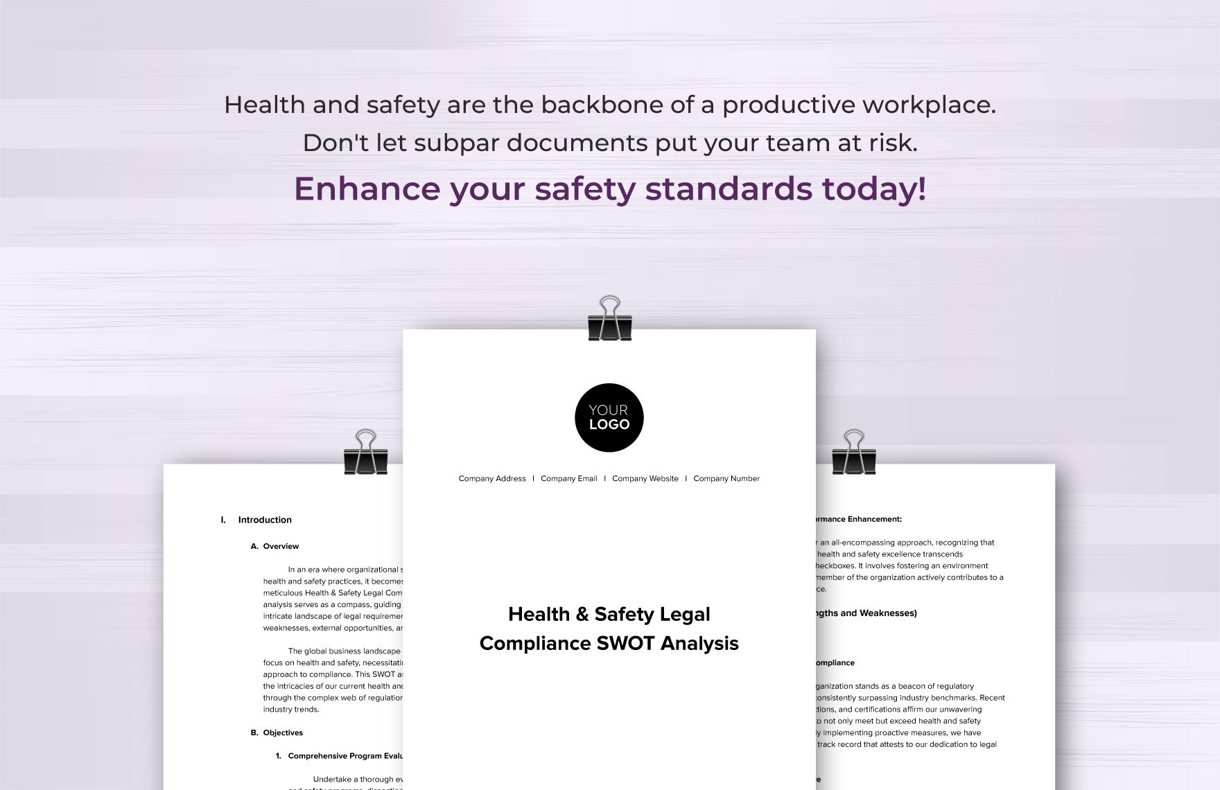 Health & Safety Legal Compliance SWOT Analysis Template