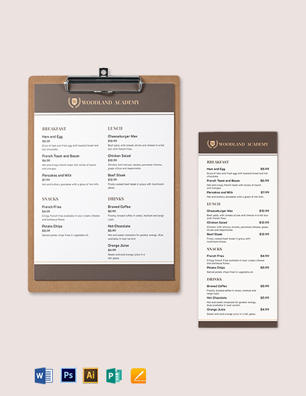 FREE School Menu Template - Download in Word, Google Docs, PDF ...