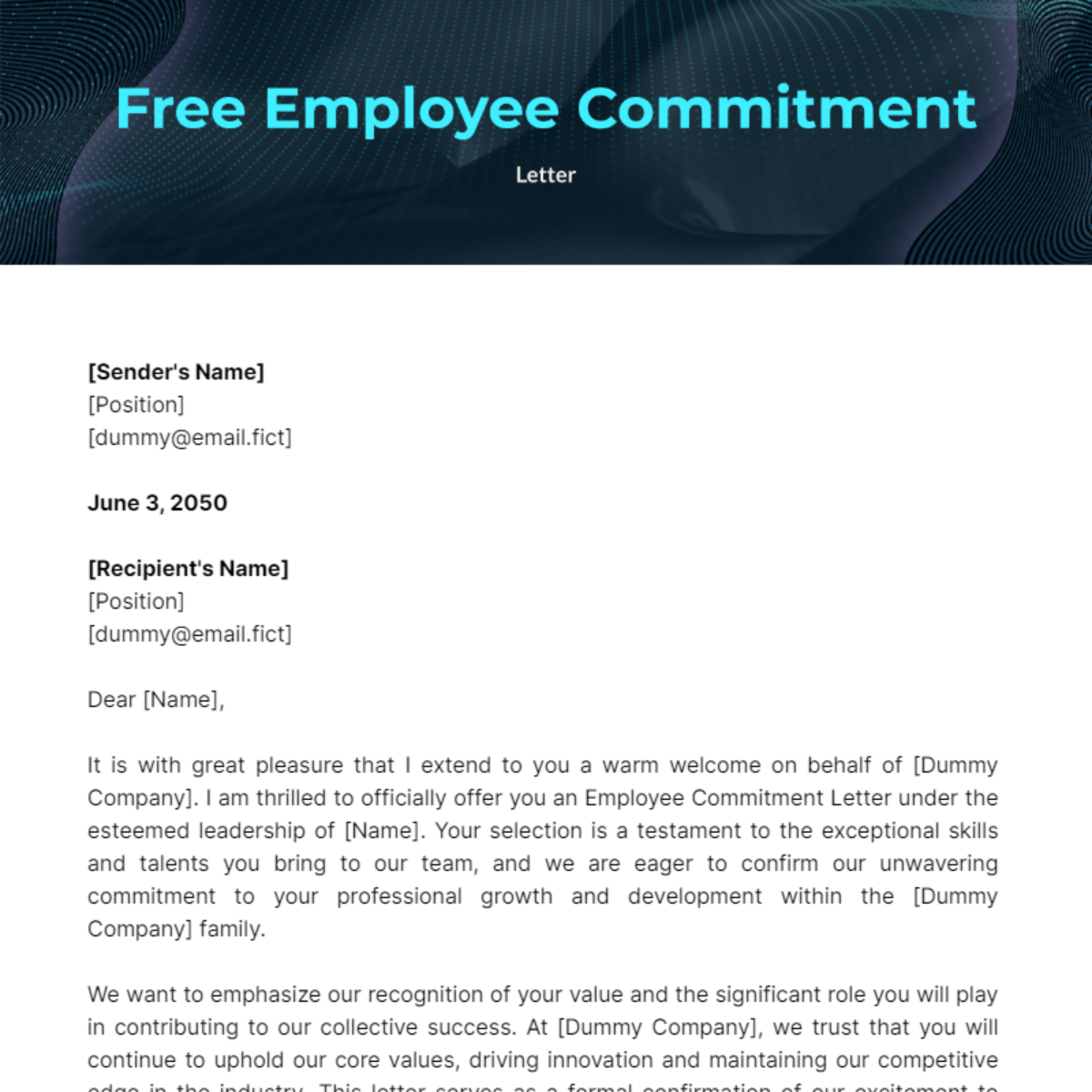 Employee Commitment Letter Template