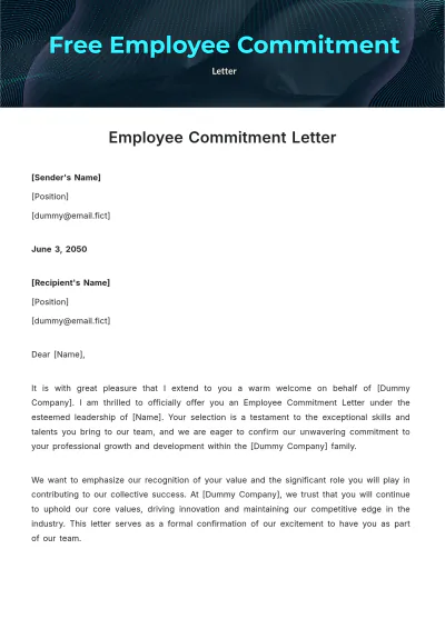 Free Employee Commitment Letter Template to Edit Online