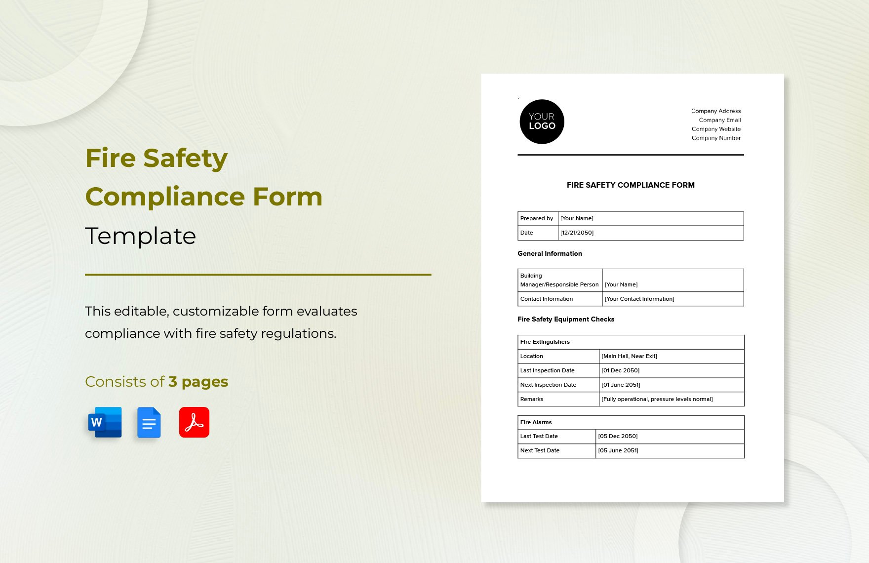 Fire Safety Compliance Form Template