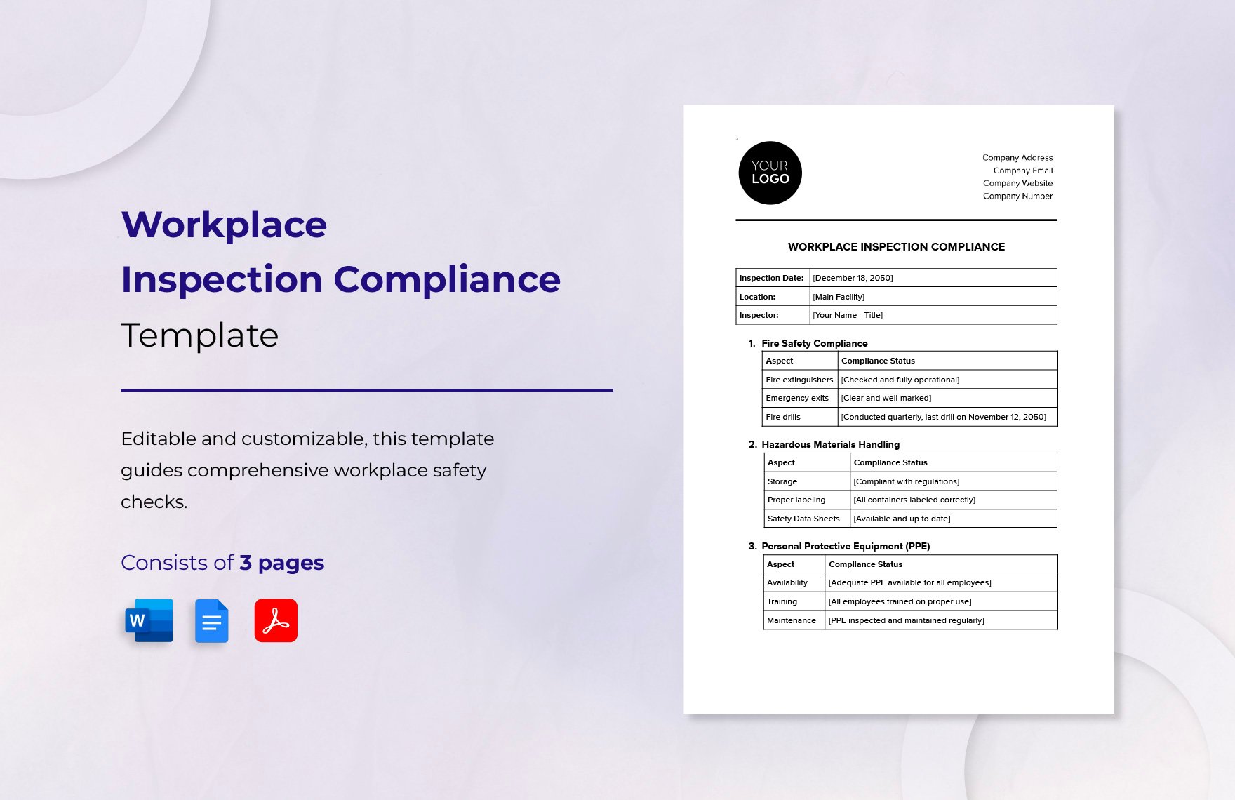 Workplace Inspection Compliance Template