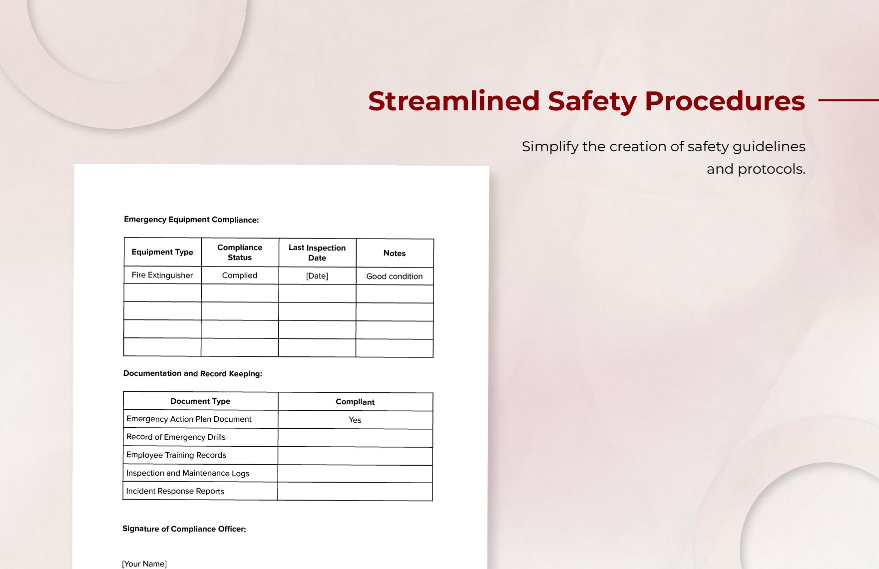 Workplace Emergency Response Compliance Form Template