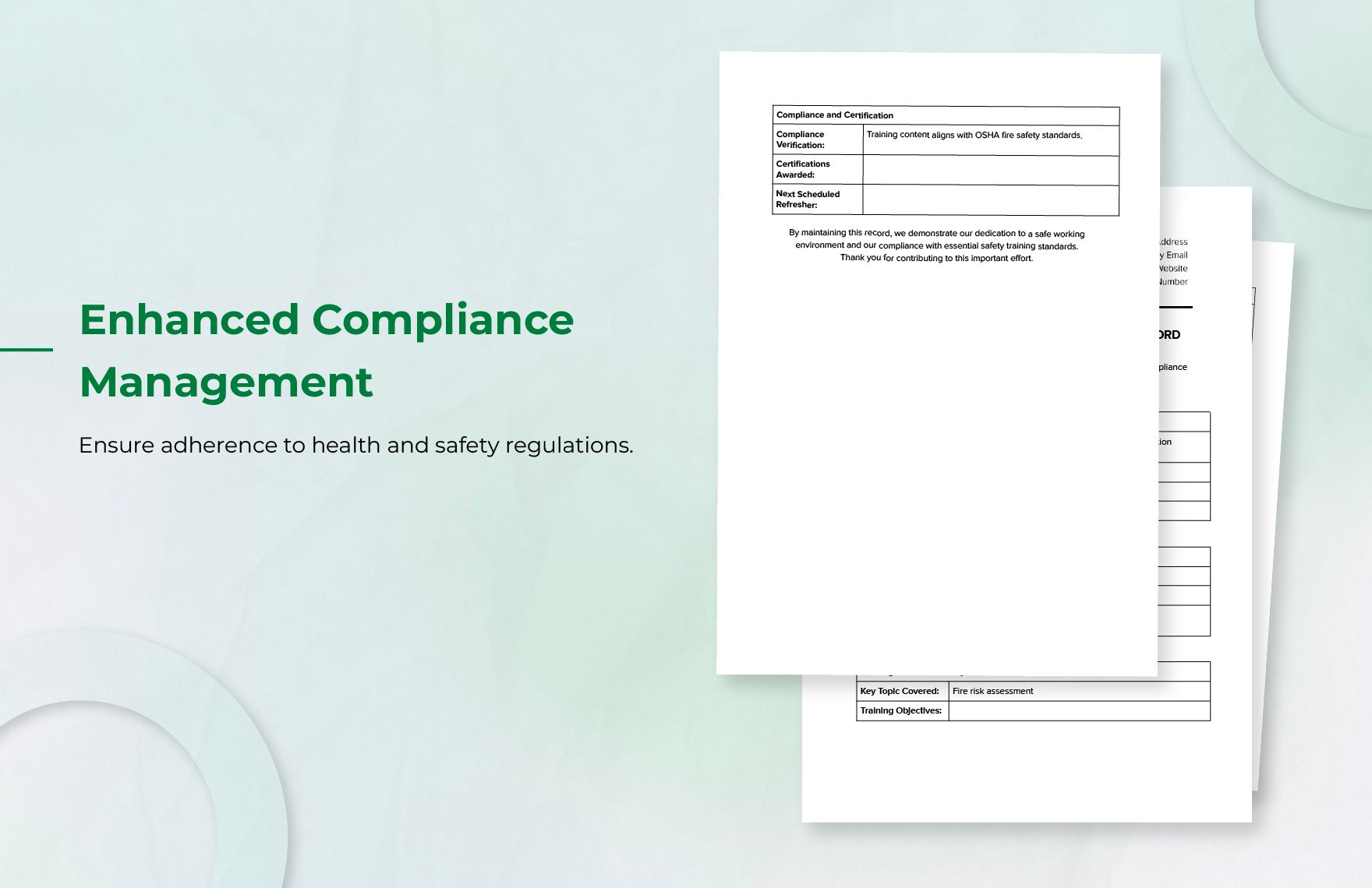 Workplace Safety Training Compliance Record Template