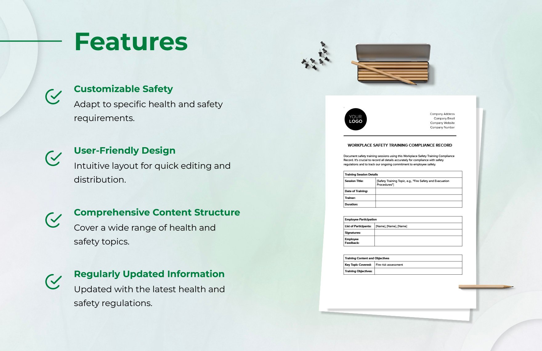 Workplace Safety Training Compliance Record Template