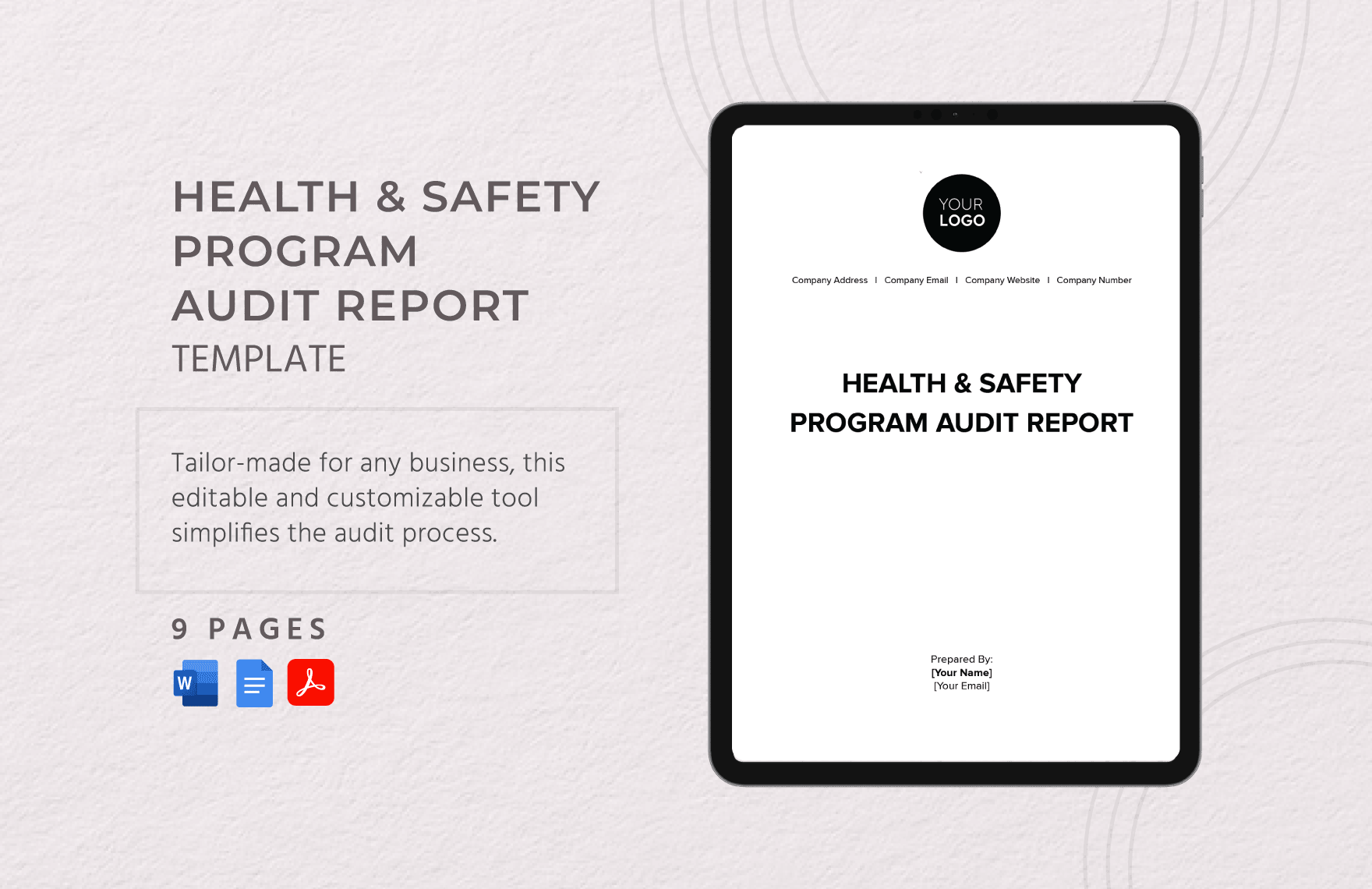 Health & Safety Program Audit Report Template in Word, Google Docs, PDF