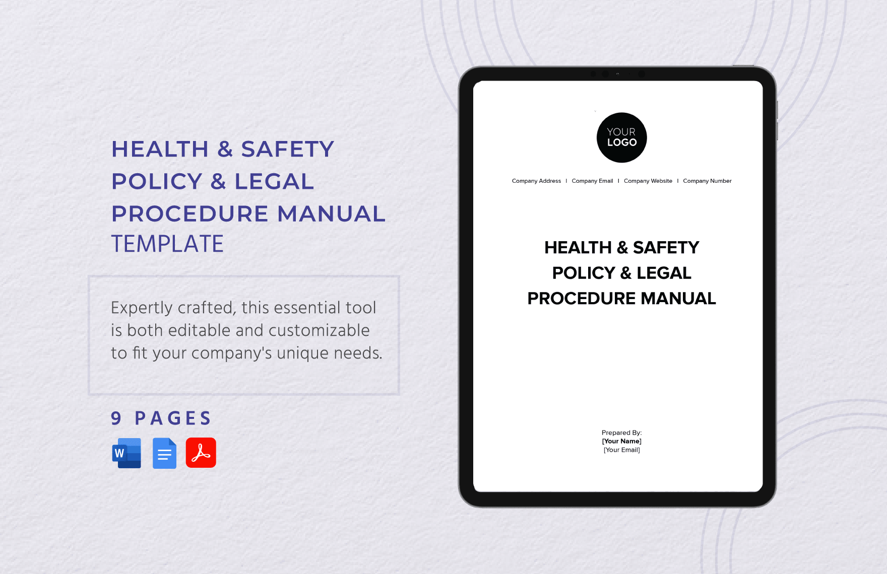 Health & Safety Policy & Legal Procedure Manual Template