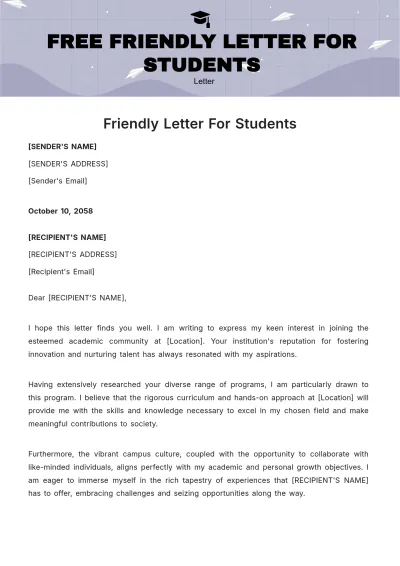 Free Friendly Letter for Students Template to Edit Online