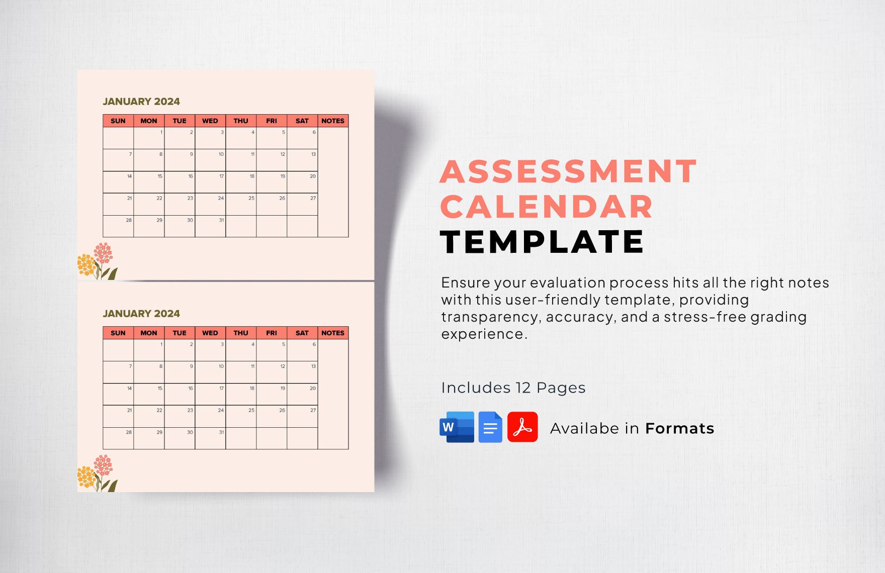 Assessment Calendar Template