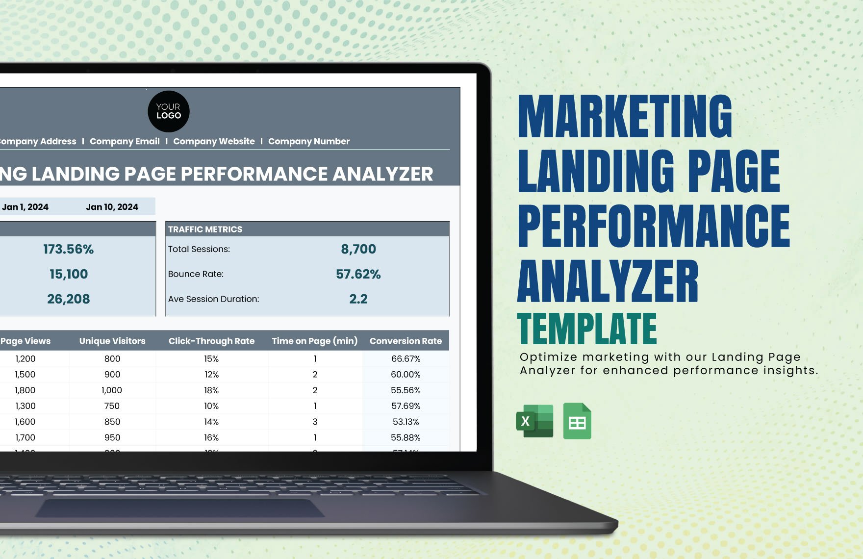Marketing Landing Page Performance Analyzer Template