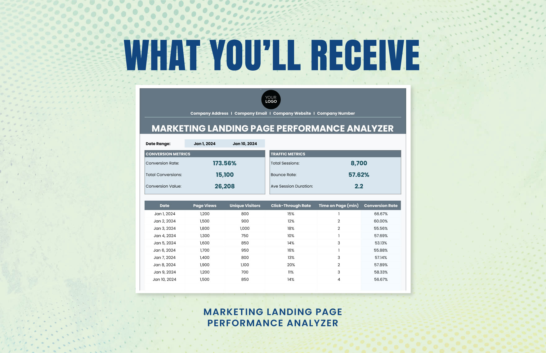 Marketing Landing Page Performance Analyzer Template